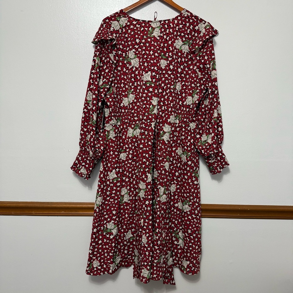 NWT Eloquii Ruffle Puff Sleeve Midi Dress Women's Size 18 Romantic White Rose - Picture 3 of 11